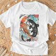 ビンテージ グラフィティ 錦鯉 魚 鯉 長袖tシャツ Tシャツ 高齢者への贈り物