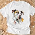 ピットブル 抽象 ペット お絵かき イラスト 動物 ピットブル Tシャツ 高齢者への贈り物