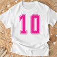 ピンク色背番号 10 チーム短大スポーツピンク色背番号付きユニフォーム Tシャツ 高齢者への贈り物