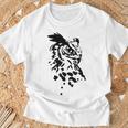 フクロウ -ブラックホワイト-クールな女性男性子供動物 Owl Tシャツ 高齢者への贈り物