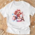 フランス パリ エッフェル塔 ファッション トイ プードル パリ 子犬 Tシャツ 高齢者への贈り物