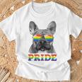 フレンチブルドッグ ゲイプライド Lgbt レインボーフラッグ サングラス Lgbtq Tシャツ 高齢者への贈り物