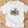 フローラルワイルドフラワー 犬 ラブラドールレトリバー Tシャツ 高齢者への贈り物