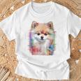 ポメラニアン 抽象画 グラフィック 絵画 動物 ポメラニアン Tシャツ 高齢者への贈り物