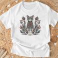 マンダラデザインのかわいい猫の曼荼羅。 長袖tシャツ Tシャツ 高齢者への贈り物