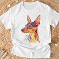 ミニチュア ピンシャー 犬 ペット カラフル ミニチュア ピンシャー Tシャツ 高齢者への贈り物
