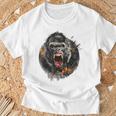モンキー ゴリラ シルバーバック アニマル スプラッシュ グラフィティ アート Tシャツ 高齢者への贈り物
