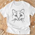 ラインアートお父さんお母さん猫-マンクス猫 Tシャツ 高齢者への贈り物