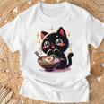 ラーメン猫かわいいアニメ猫ラーメン愛好家甘い Tシャツ 高齢者への贈り物