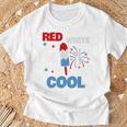 レッド ホワイト クールなアメリカ国旗 アイスキャンディー 面白い 7月4日 長袖tシャツ Tシャツ 高齢者への贈り物