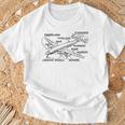レトロな飛行機の図-ヴィンテージ旅客機の飛行履歴 Tシャツ 高齢者への贈り物