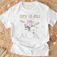 ロックンロール キャットドラム ヴィンテージ Rock Cat Drummer Art Back Tシャツ 高齢者への贈り物