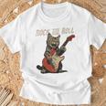 ロックンロール ギター 猫 ビンテージ Rock ギタリスト 猫 長袖tシャツ Tシャツ 高齢者への贈り物