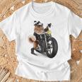 三毛猫 オレンジ猫 ねこ バイク バイカー Tシャツ 高齢者への贈り物