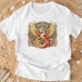 不死鳥 火の鳥 フェニックス イラスト バックプリント Tシャツ 高齢者への贈り物