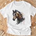 乗馬アート アニマルプリント 馬モチーフ 馬 Tシャツ 高齢者への贈り物