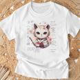 バックプリント 侍 猫戦士 日本人 忍者 キティ カワイイ Tシャツ 高齢者への贈り物