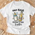 初めての父の日一緒に面白いお父さんと赤ちゃん Tシャツ 高齢者への贈り物