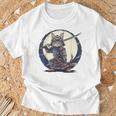 古代忍者猫 日本の子猫 刀猫 サムライキャット Tシャツ 高齢者への贈り物