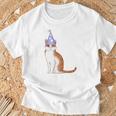 古希祝い 猫好き 男性 女性 古希 お祝い 70歳 かわいい ねこ おしゃれ 猫 紫色 Tシャツ 高齢者への贈り物