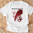 問題解決 血まみれのシャツ 血まみれのホラー Tシャツ 高齢者への贈り物