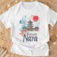 奈良 日本 市街地 旅行 お土産 和 水彩 行楽 Tシャツ 高齢者への贈り物