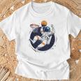 宇宙飛行士 バスケットボール 宇宙 ボール 惑星 銀河 Tシャツ 高齢者への贈り物