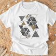 幾何学図形 抽象 モダンアート ヴィンテージ 三角形 Tシャツ 高齢者への贈り物