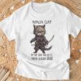 忍者猫、日本のサムライ カワイイ猫タトゥー 面白い Tシャツ 高齢者への贈り物