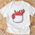 愛らしい かわいい ちび 和 ポケット カワイイ カニ Tシャツ 高齢者への贈り物