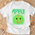 日本 りんご 青りんご かわいい 笑顔 Tシャツ 高齢者への贈り物