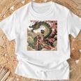 日本 浮世絵 桜 着物 竜 綺麗 日本髪 Tシャツ 高齢者への贈り物