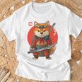 日本の侍犬 柴戦士 浮世サムライ バックプリント Tシャツ 高齢者への贈り物