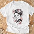 日本の芸者アートグラフィックtシャツ メンズ レディース キッズ Tシャツ 高齢者への贈り物
