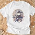 日本美術 うさぎ 忍者 浮世絵 アニメ風 侍うさぎ Tシャツ 高齢者への贈り物