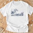 有名ヴィンテージアート グレートウェーブ 葛飾北斎 おしゃれ Tシャツ 高齢者への贈り物