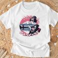 桜 さくら 芸者 富士山 日本のグラフィック Tシャツ 高齢者への贈り物