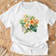 水彩 プルメリア ブーケ シャツ ハワイアン トロピカル フローラル Tシャツ 高齢者への贈り物