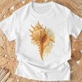 水彩 ムレックス 貝殻 貝殻 ハンティング ビーチコーミング Tシャツ 高齢者への贈り物