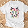 水彩ファンタジー風プーマの花 Tシャツ 高齢者への贈り物