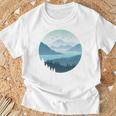 湖 森 風景 山 シルエット 長袖tシャツ Tシャツ 高齢者への贈り物