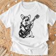 犬 ギタリスト ギター ペンブローク ウェールズ コーギー パパ ママ Tシャツ 高齢者への贈り物