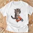 猫 ねこ バイク Tシャツ 高齢者への贈り物