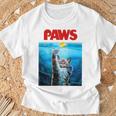 猫 ねこ 海 Paws アヒル Tシャツ 高齢者への贈り物