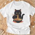 猫 ラーメン グラフィック 日本語 カワイイ アニメ 面白い ラーメン 猫 長袖tシャツ Tシャツ 高齢者への贈り物