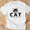 猫 子猫 ハチワレ モノトーン 白 黒 かわいい ユニーク Tシャツ 高齢者への贈り物