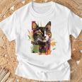 猫 抽象的 かわいい アート ポートレート 動物 恋人 グラフィック 猫 Tシャツ 高齢者への贈り物