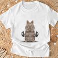 筋トレ ジム やる気がないなら家に帰れ ネザーランドドワーフ ウサギ ベージュ Tシャツ 高齢者への贈り物