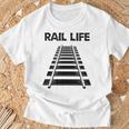 線路付きレールライフ 鉄道作業員と鉄道模型用 Tシャツ 高齢者への贈り物
