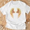 背中には金色の天使の羽 Tシャツ 高齢者への贈り物